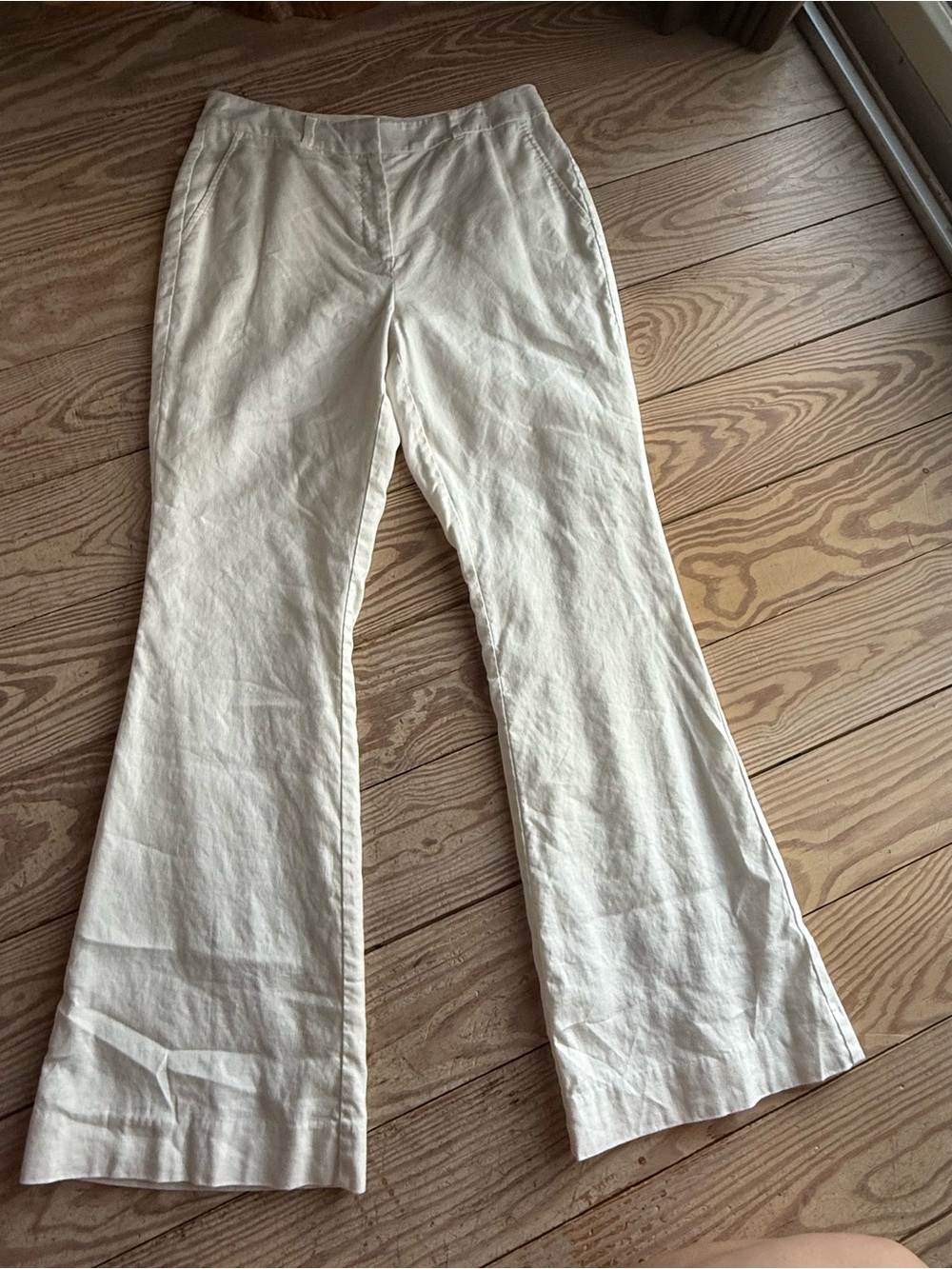 White House Black Market Linen Flare Leg Pants Size 8
